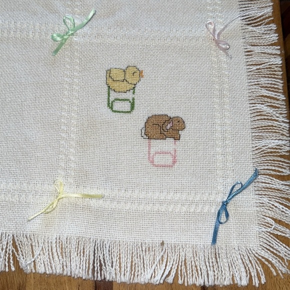 Hand Crafted Cross Stitch Baby Afghan - Picture 2 of 7